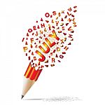 Creative Pencil Broken Streaming With Text July Illustration Vec Stock Photo