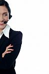 Cropped Image Of Customer Support Excutive Stock Photo