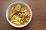 Curry Noodle With Chicken Stock Photo