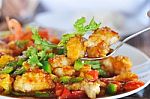 Delicious Sea Bass Fish With Sweet And Sour Sauce Stock Photo