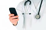 Doctor Holding Iphone Smartphone  Stock Photo