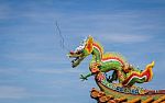 Dragon Sculpture On Roof Of A Chinese Temple Stock Photo