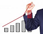 Drawing Graph Growing On Bar Column Stock Photo