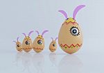 Easter Eggs With Faces Stock Photo