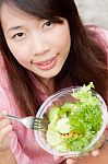 Eating Salad Stock Photo