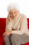 Elderly Woman With Mobile Stock Photo