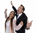Excited Business Couple Stock Photo