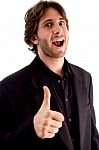 Excited Male With Thumbs Up Stock Photo