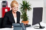 Executive Woman Working At The Office Stock Photo