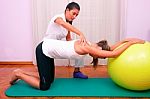 Exercising With Fitness Ball Stock Photo