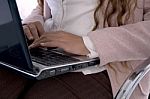 Female Working On Laptop Stock Photo