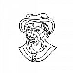 Ferdinand Magellan Mosaic Black And White stock image