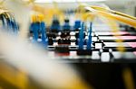 Fiber Optic With Servers In A Technology Data Center Stock Photo