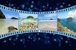 Film Strip With Ocean Stock Photo