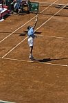 First Serve Of Juan Martin Del Potro Stock Photo