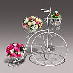 Flowers Decorate On Tricycle Model With Clipping Path Stock Photo