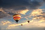 Flying Balloon During Sunset Stock Photo