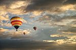 Flying Balloon During Sunset Stock Photo