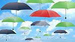 Flying Umbrellas Stock Photo