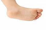 Foot Of Asian Baby On White Background Stock Photo
