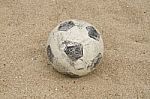 Football On A Beach Stock Photo