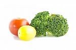 Fresh Salad Ingredient With Broccoli And Tomatoes Stock Photo