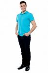 Full Length Portrait Of Casual Young Man Stock Photo