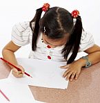 Girl About To Draw A Picture Stock Photo