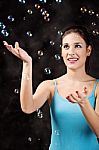 Girl And Soap Bubbles Stock Photo