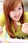 Girl Eating Food Stock Photo