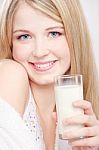 Girl Have Glass Of Milk Stock Photo