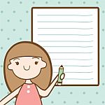 Girl With Blank Paper For Your Text Stock Photo