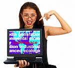 Girl With Cyberspace Screen Stock Photo