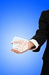 Give House From Business Hand Stock Photo