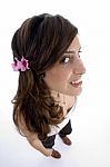 Glamorous Woman With Beautiful Flower In Hair Stock Photo
