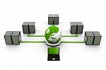 Globe And Network Server Stock Photo