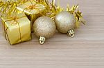 Gold Christmas Bauble And Two Present Boxes Stock Photo