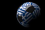 Greece Soccer Ball Isolated Dark Background Stock Photo