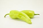 Green  Chile On White Background Stock Photo