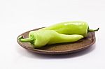 Green Chile On White Background Stock Photo