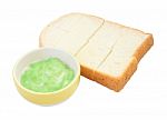 Green Pandan Custard And Steamed Bread Plate On White Background Stock Photo