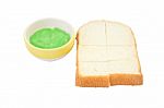 Green Pandan Custard Steamed Bread On White Background Stock Photo