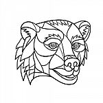 Grizzly Bear Head Mosaic Black And White stock image