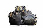 Group Of Black Garbage Bags Stock Photo