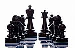 Group Of Black Wooden Chess Stock Photo