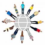 Group Of People Standing In A Circle Stock Photo