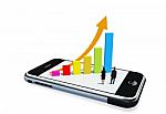 Growing Chart On Mobile Phone Stock Photo