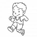 Hand Drawing Of Boy Running - Illustration Stock Photo