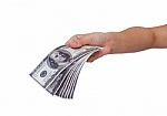 Hand Holding Dollars Stock Photo