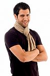 Handsome Male With Folded Hands Stock Photo